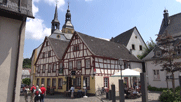 Stadtansicht Meisenheim mit Fachwerkhäusern und Kirchtürmen