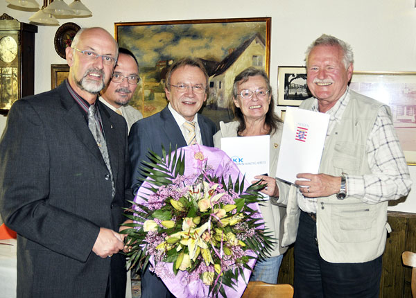 Bürgermeister Scharf, Joachim Becker, Erich Pipa, Marlene und Volkhard