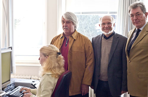im Büro von links: Silvia Schäfer, Josef Ender, Herr Mayer und Herr Nebel