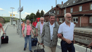 am Bahnhof Staudernheim, von rechts Klaus, Rudi, Volkhard, Marlene