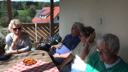 bei der Brotzeit Silvia, Josef, Ingrid, Andreas